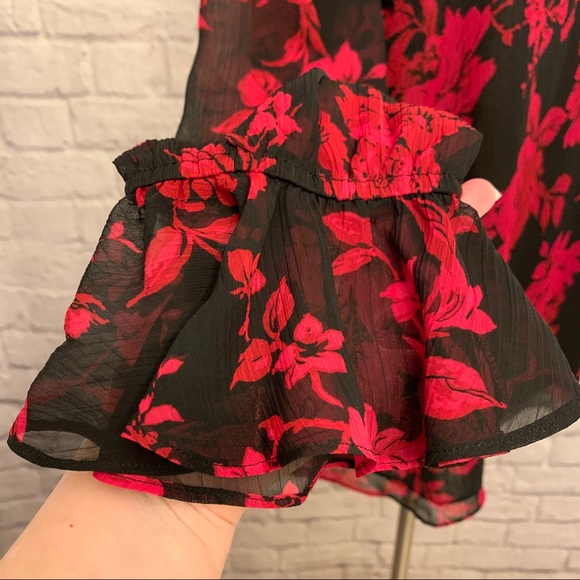 NWT Roz & Ali Floral Print Long Sleeve Blouse - Picture 7 of 13